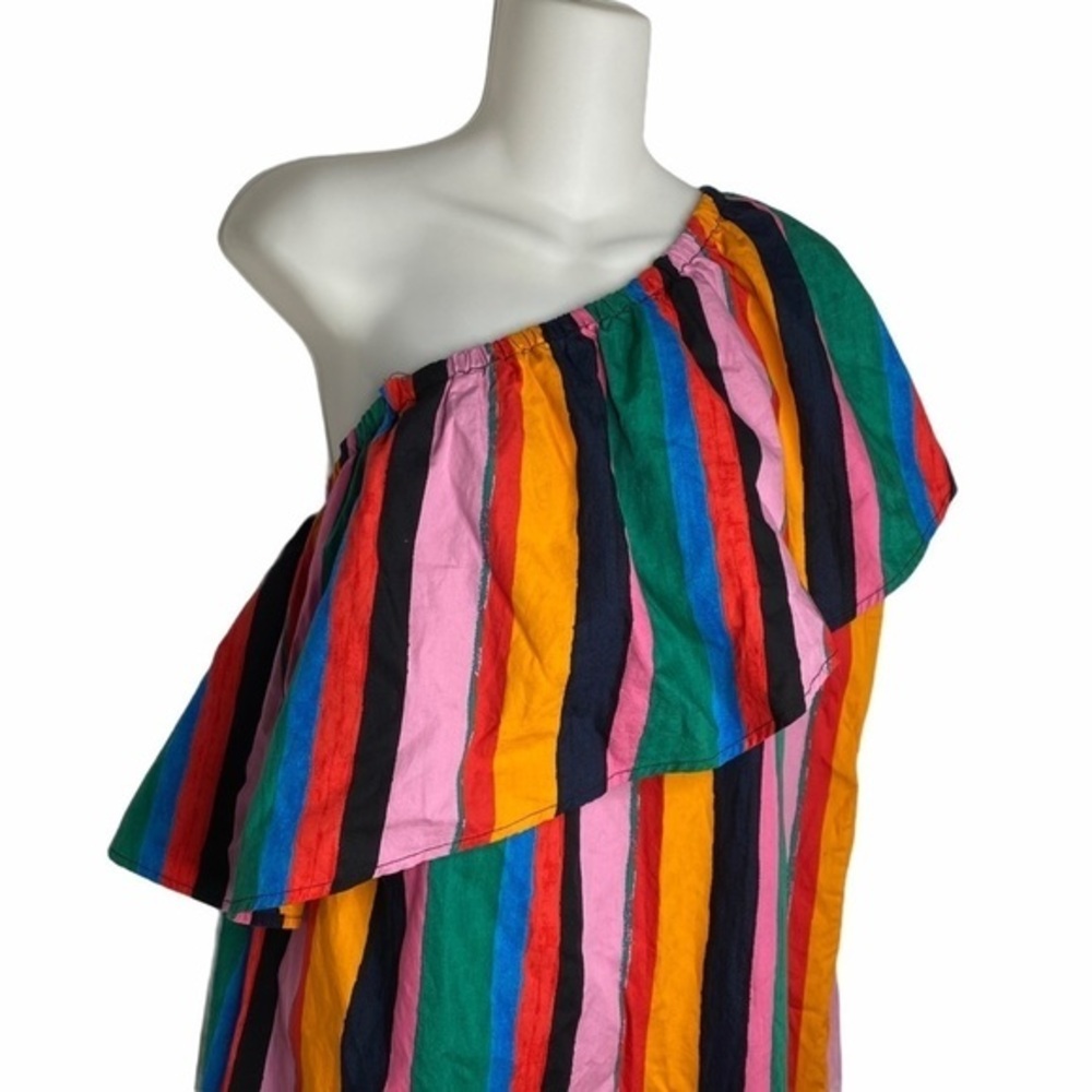 Who What Wear Colourful Stripe One Shoulder Dress